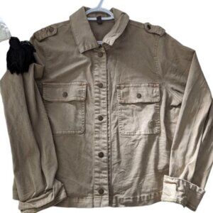 Culture brown soft denim crop jacket size M